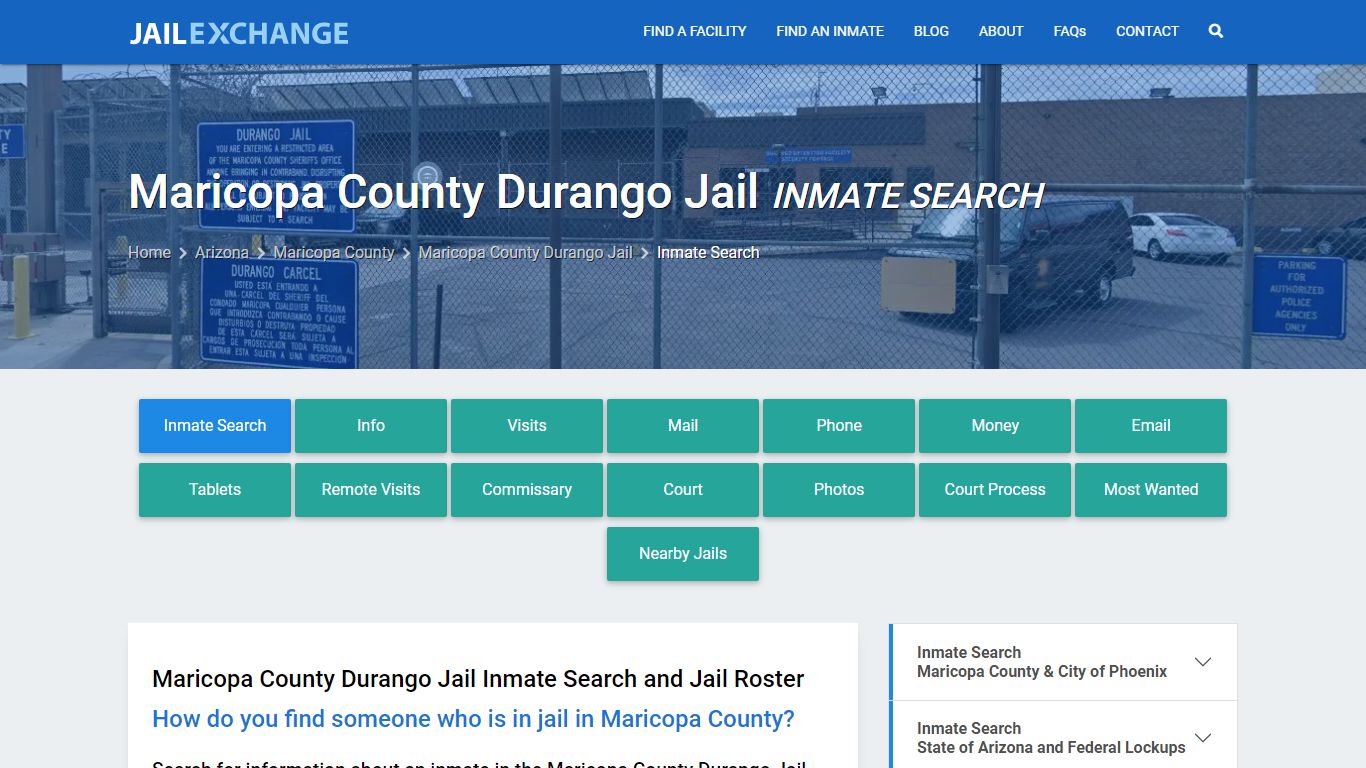 Maricopa County Durango Jail Inmate Search - Jail Exchange