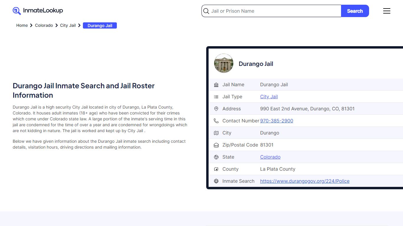 Durango Jail (CO) Inmate Search Colorado - Inmate Lookup